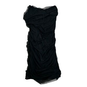Superdown Black Tulle Ruched Strapless Mini Dress Size S